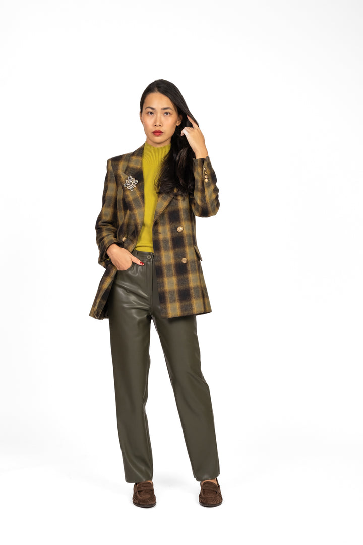 Tensione In - Giacca check con spilla Art. W25J921