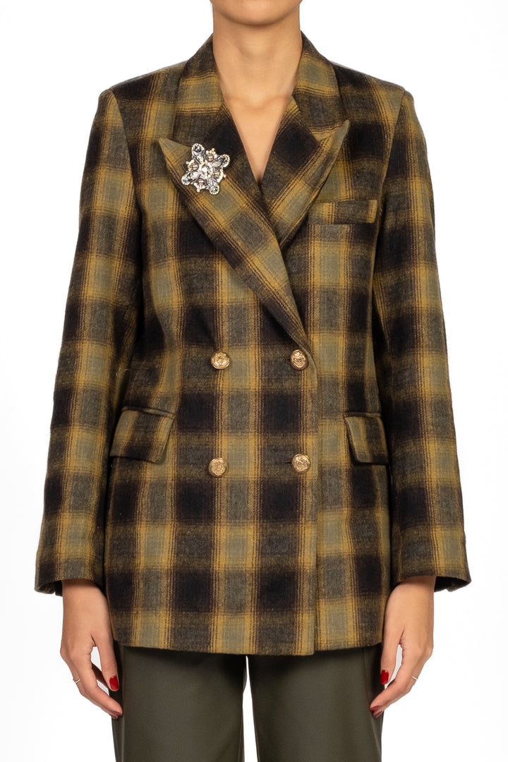 Tensione In - Giacca check con spilla Art. W25J921