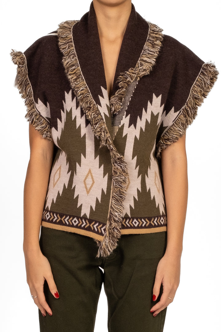Kontatto - Gilet etnico con frange Art. 3M1083NI