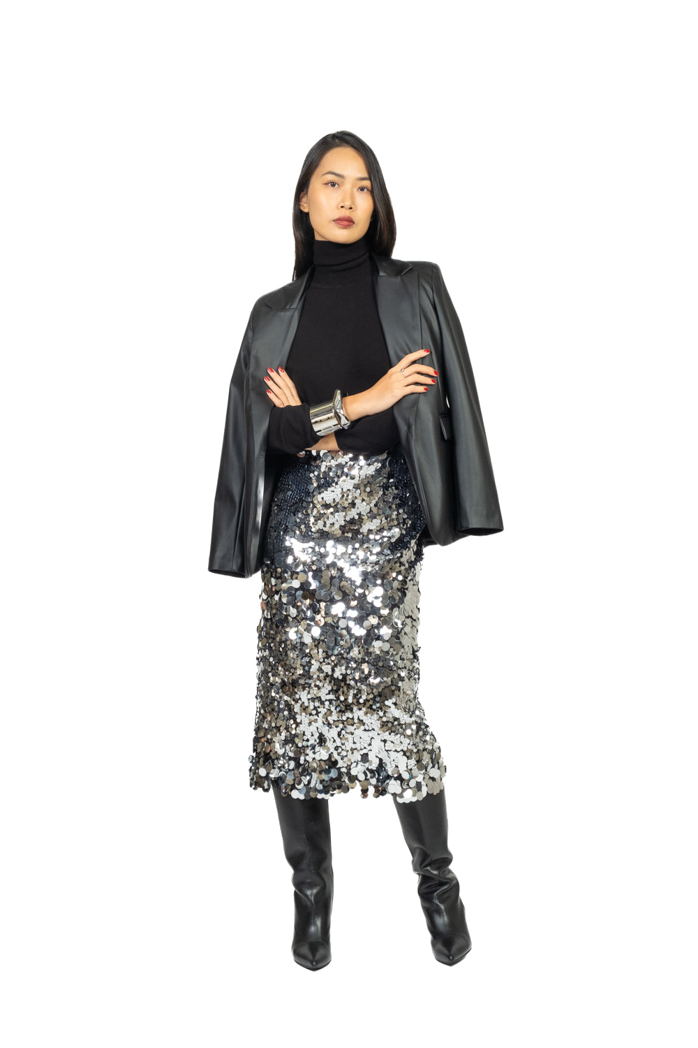 Allegra K Gonna in Velluto da Donna con Paillettes con Elastico