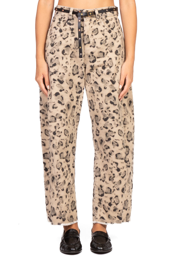 Tensione In - Pantalone barrel animalier con cintura Art. W25P252