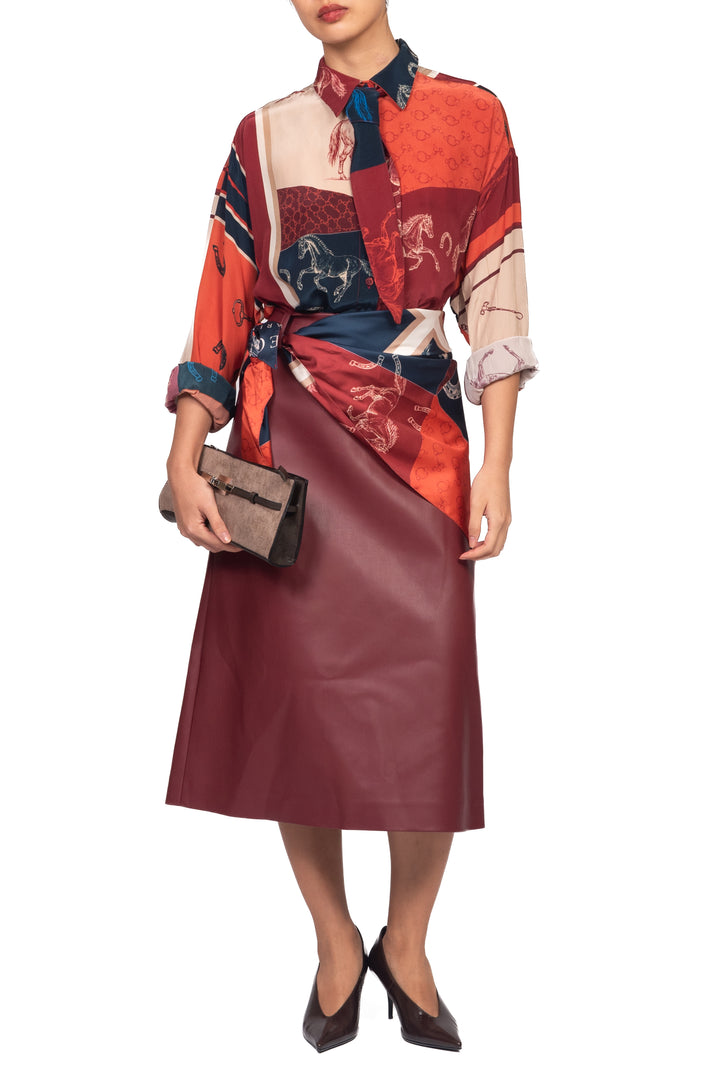 Tensione In - Gonna ecopelle con foulard Art. W26G405
