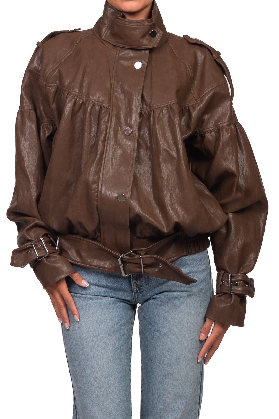 Tensione In - Bomber ecopelle con cinghia Art. 27B6097
