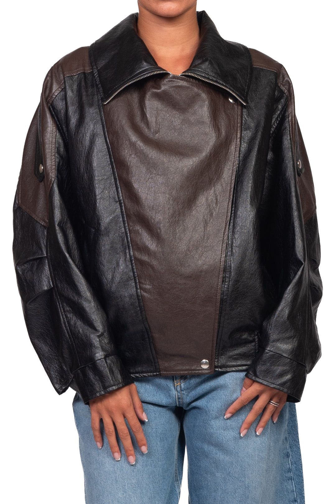 Tensione In - Bomber bicolore ecopelle Art. 226136