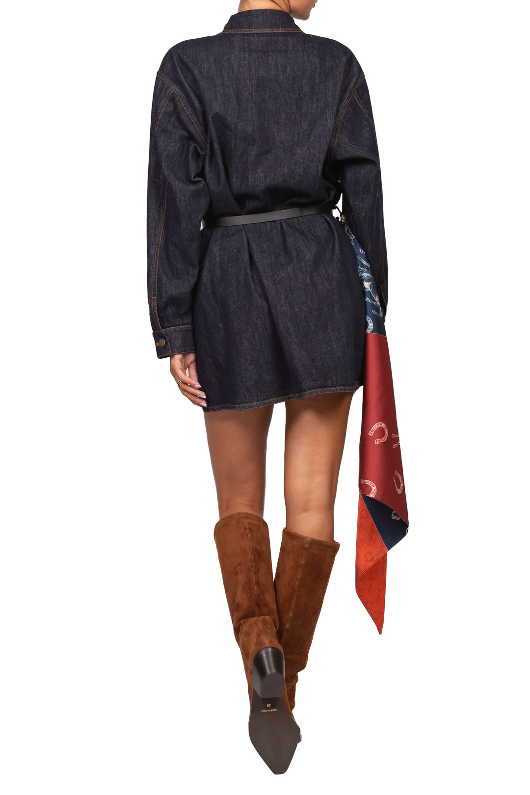 Tensione In - Abito mini in denim con foulard Art. W26A354
