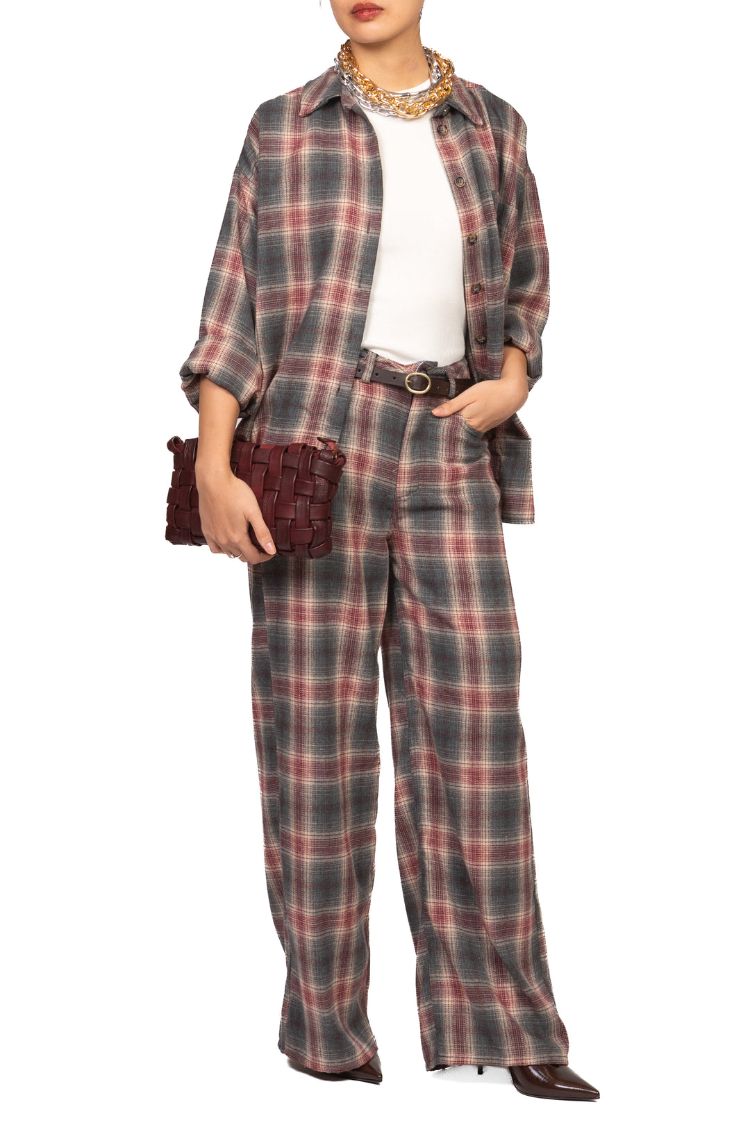 Tensione In - Pantalone palazzo check Art. W26P489