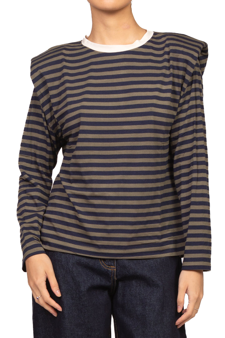 Have One - Maglia spalline rigata profilo contrasto Art. MXT-R197