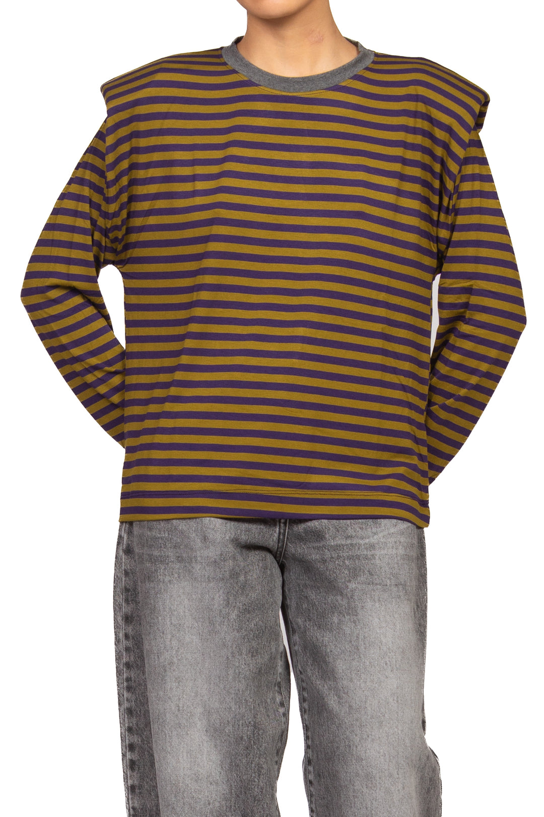 Have One - Maglia spalline rigata profilo contrasto Art. MXT-R197