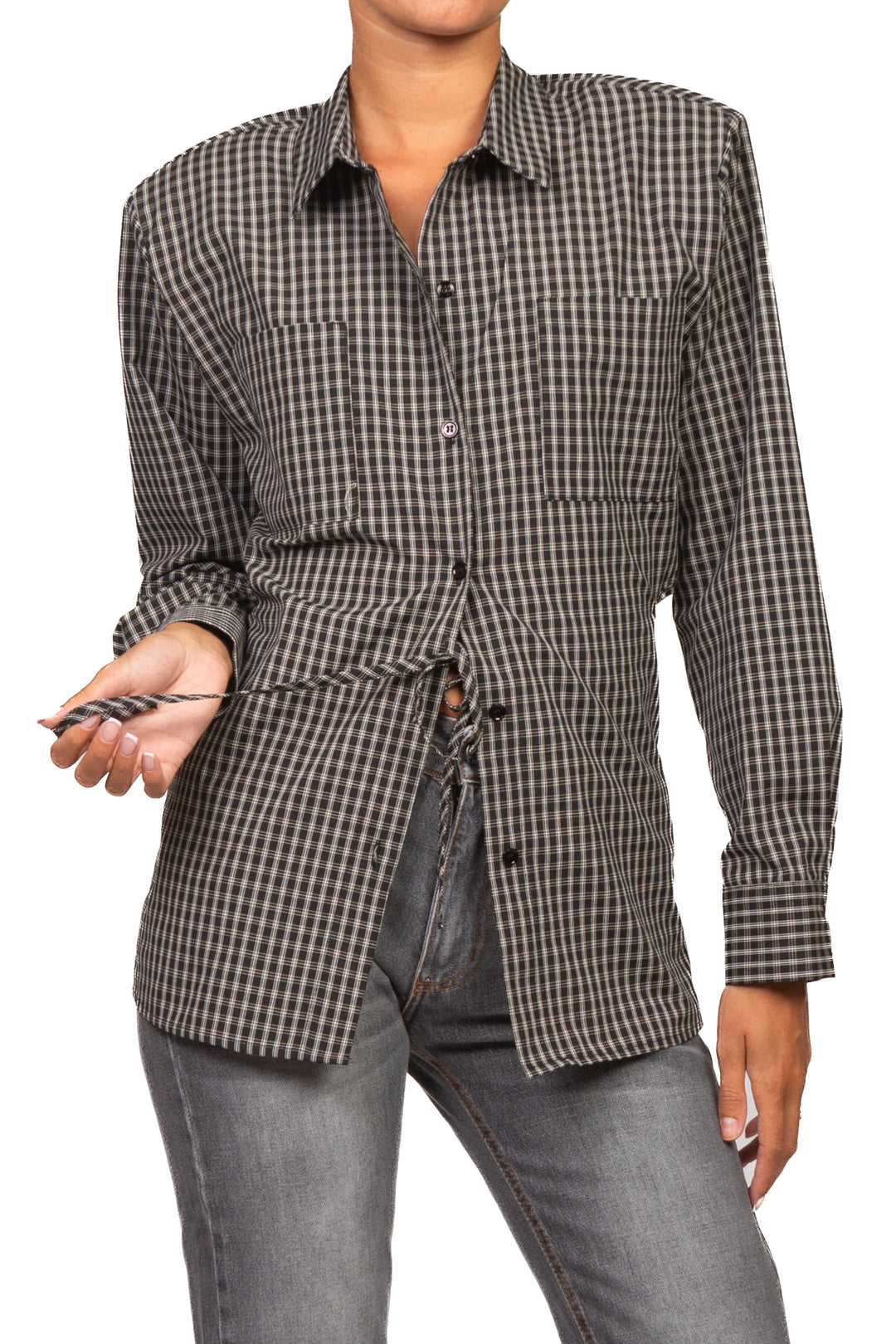 Vicolo - Camicia quadretti scollo posteriore Art. TAC0956
