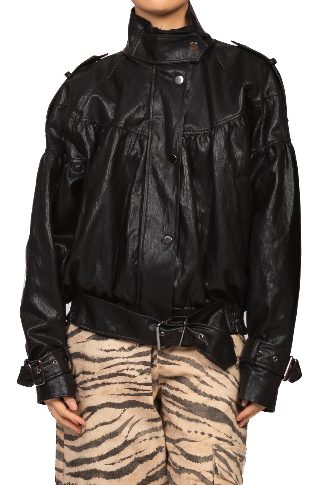 Tensione In - Bomber ecopelle con cinghia Art. 27B6097