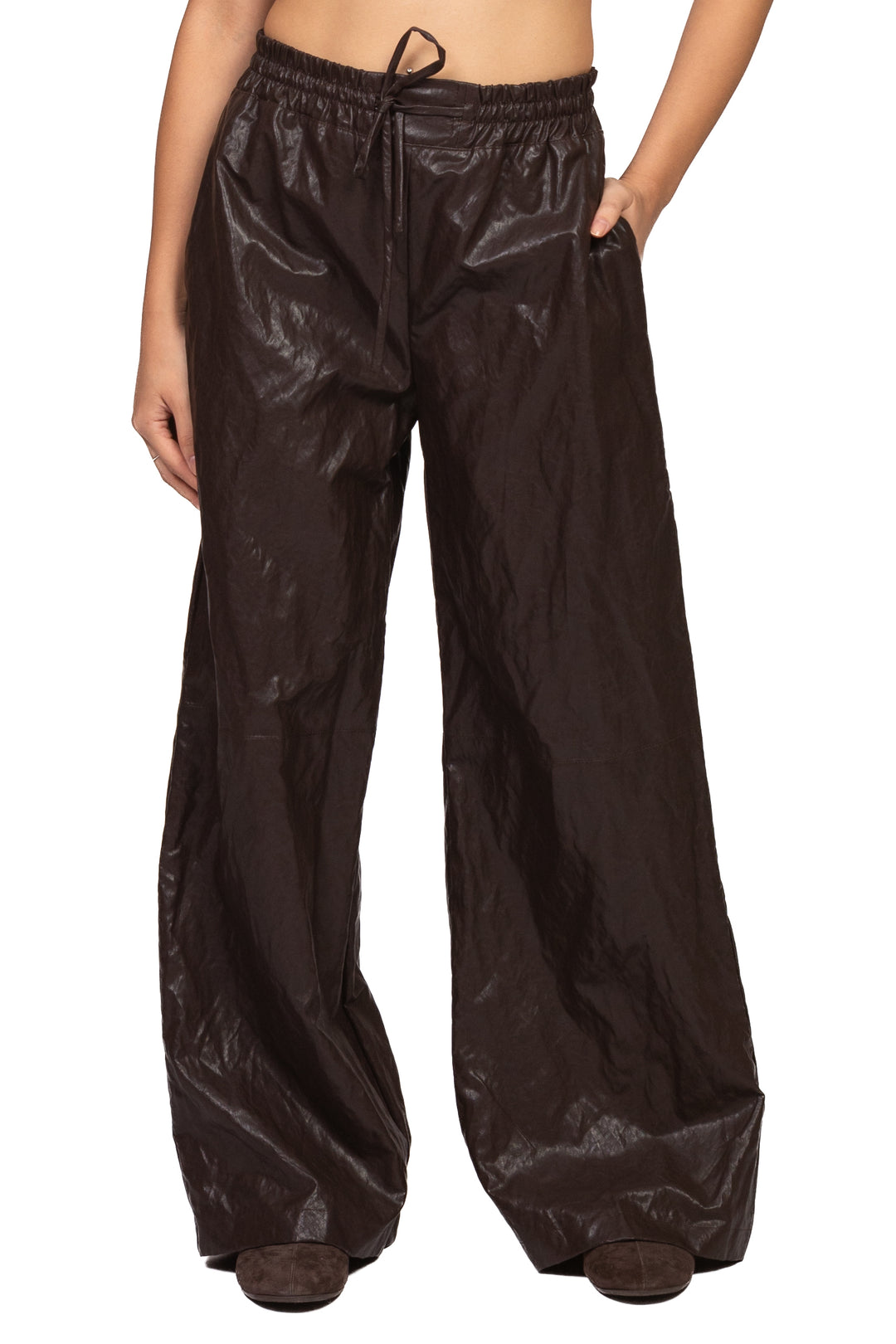 Tensione In - Pantalone palazzo in ecopelle con coulisse Art. GH651