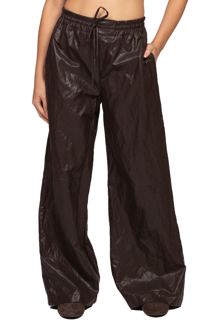 Tensione In - Pantalone palazzo in ecopelle con coulisse Art. GH651