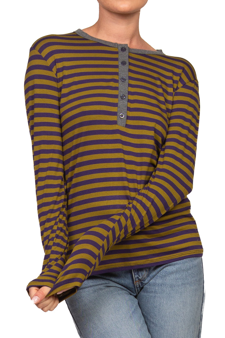 Have One - Maglia serafino rigata profilo contrasto Art. MXT-R195