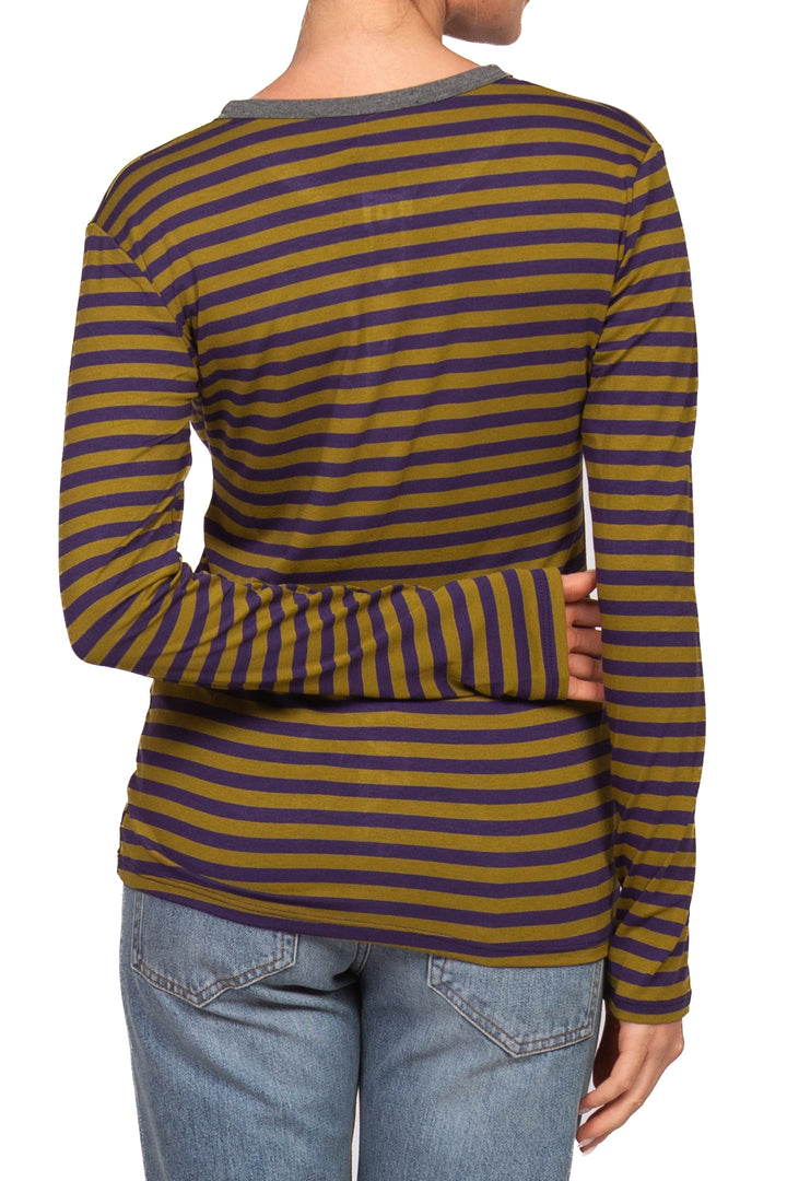 Have One - Maglia serafino rigata profilo contrasto Art. MXT-R195