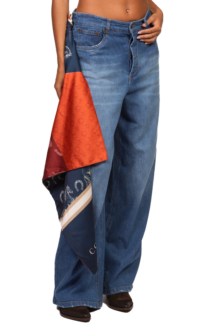 Tensione In - Jeans wide leg con foulard Art. W26P132