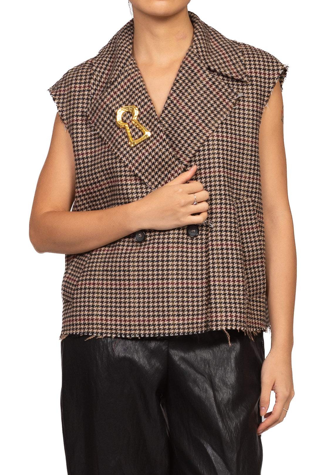 Tensione In - Gilet pied de poule doppio petto Art. W26J256
