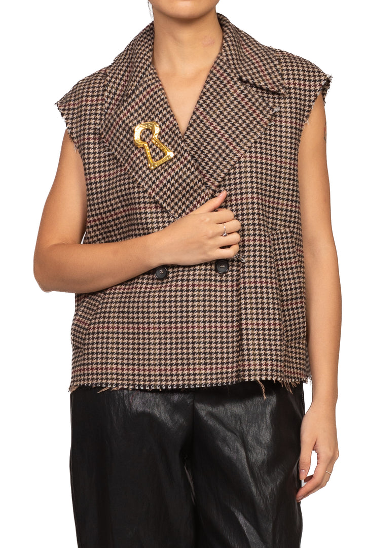 Tensione In - Gilet pied de poule doppio petto Art. W26J256