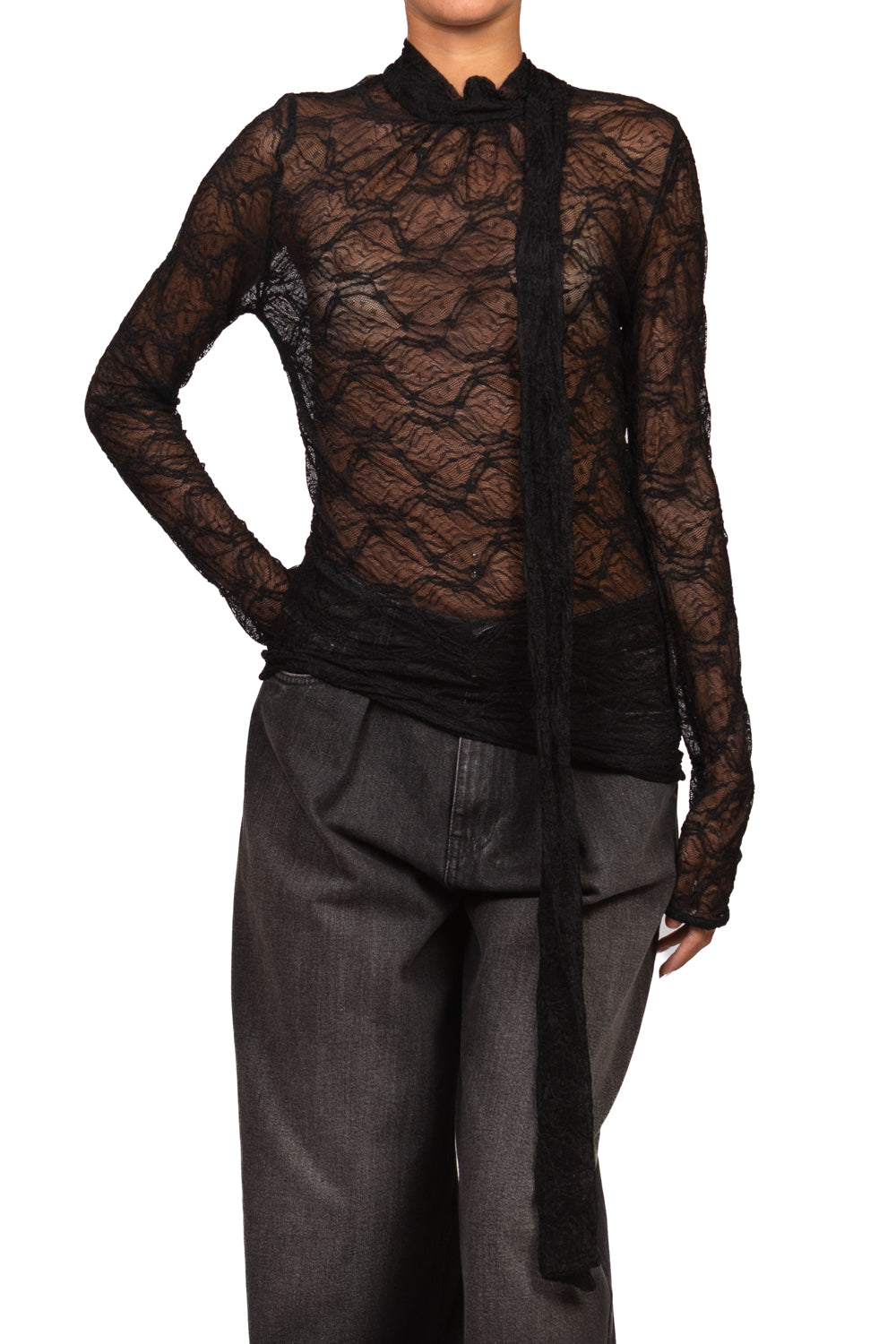 Vicolo - Maglia pizzo con fiocco Art. TAC0604