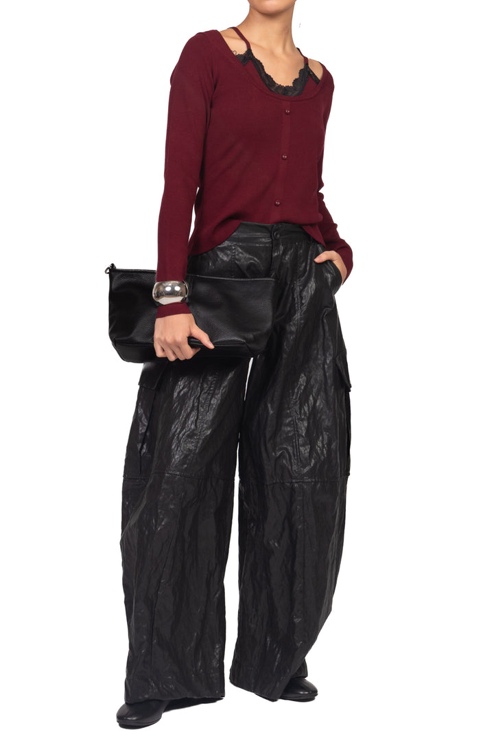 Tensione In - Pantalone barrel ecopelle stropicciata Art. GH656