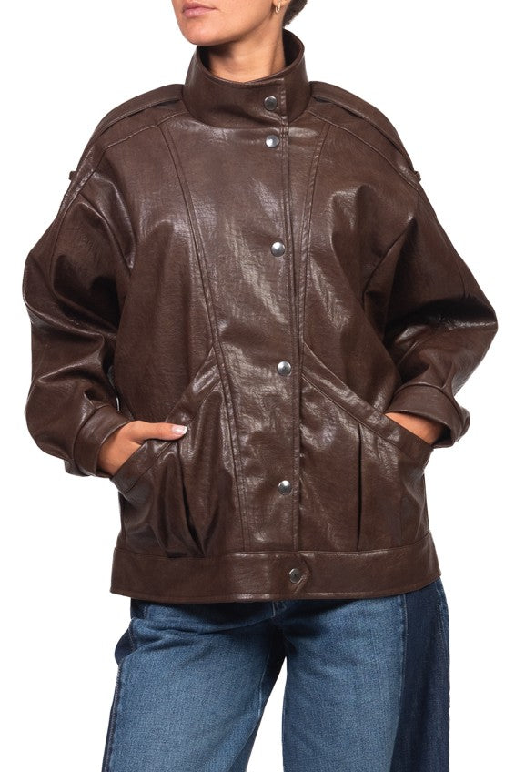 Dixie - Bomber ecopelle con tasche frontali Art. UAB22FI