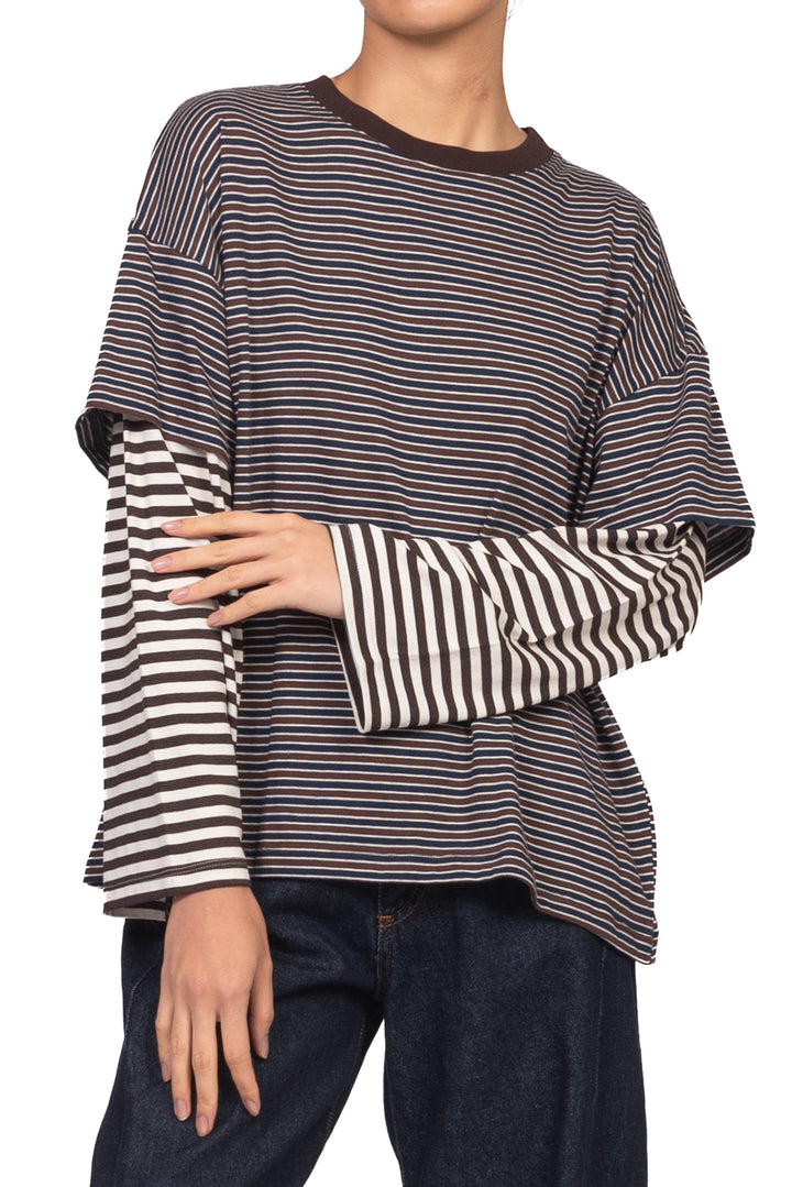 Vicolo - T-shirt rigata sovrapposta Art. UAC0137