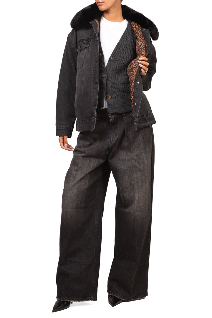 Vicolo - Giacca denim imbottita colletto eco pelliccia Art. TAC0105