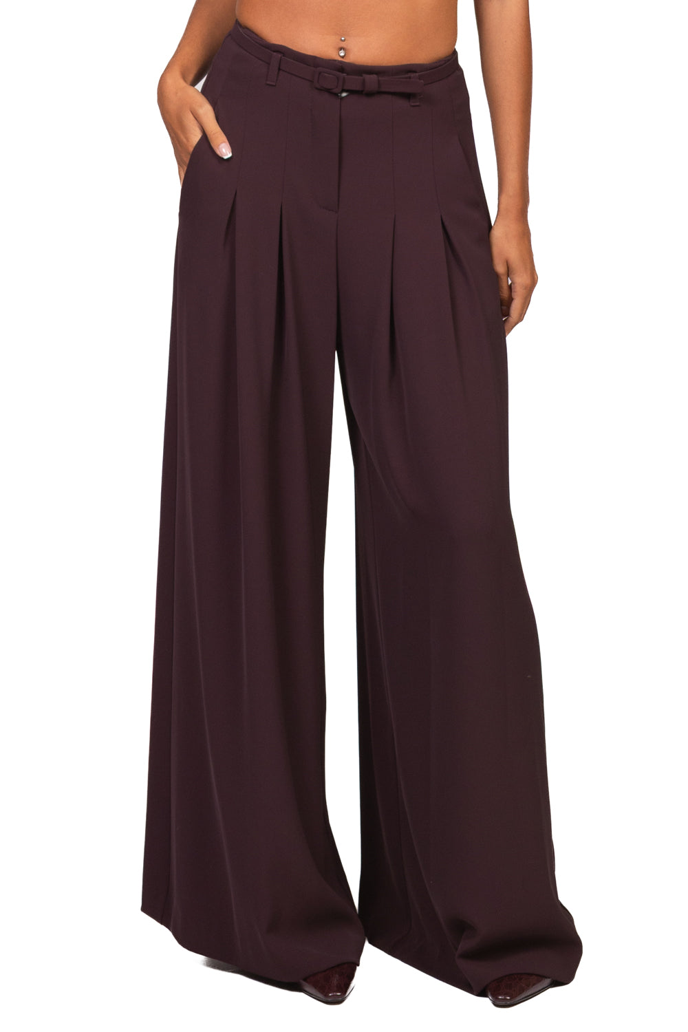 Imperial - Pantalone palazzo in crepe con cintura Art. P3ZQMHX