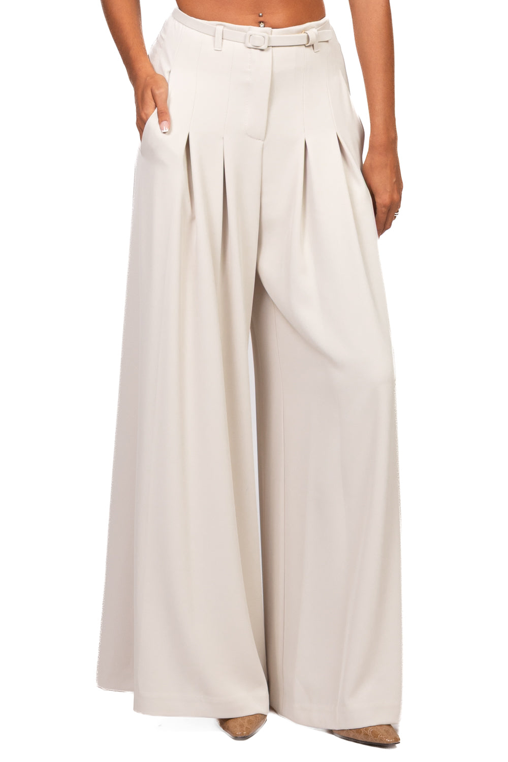 Imperial - Pantalone palazzo in crepe con cintura Art. P3ZQMHX