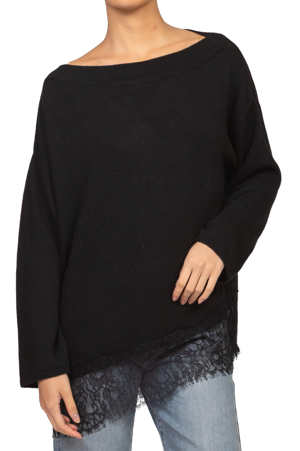 Vicolo - Maglia misto lana intarsio in pizzo Art. 7AC7124