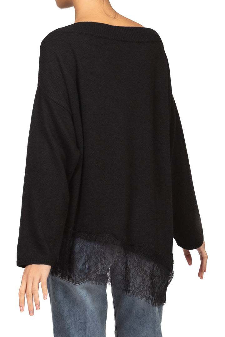 Vicolo - Maglia misto lana intarsio in pizzo Art. 7AC7124