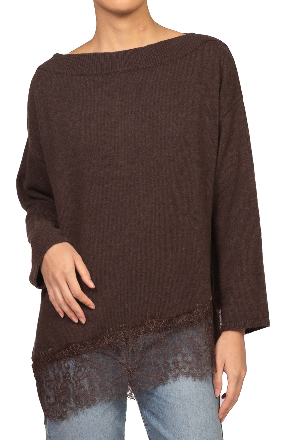 Vicolo - Maglia misto lana intarsio in pizzo Art. 7AC7124