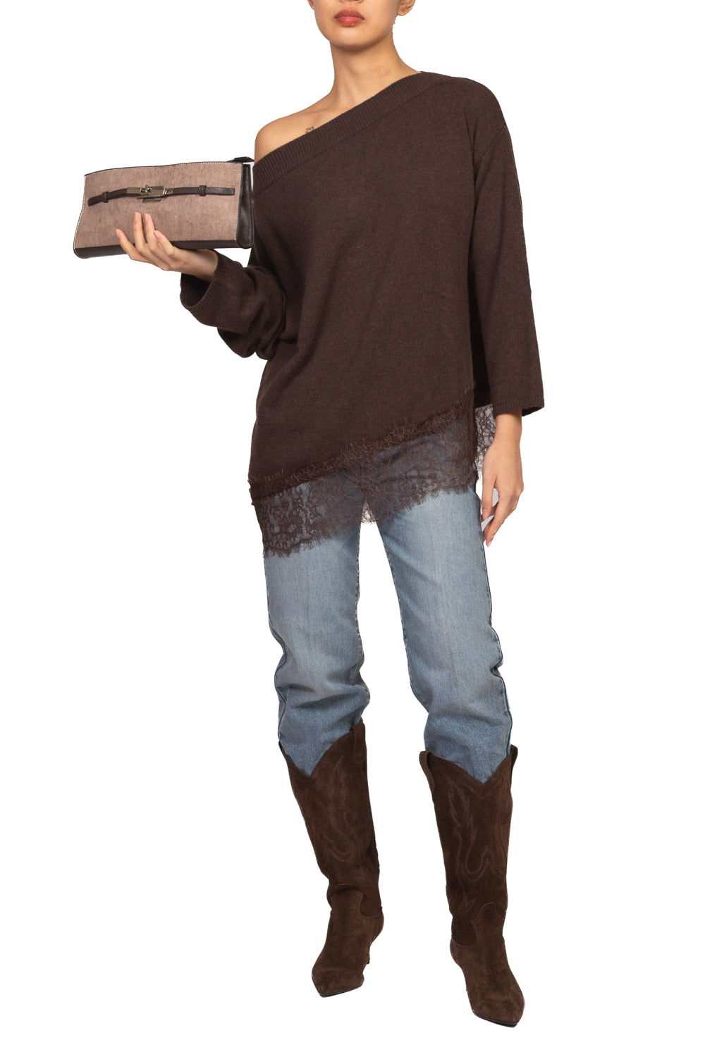 Vicolo - Maglia misto lana intarsio in pizzo Art. 7AC7124
