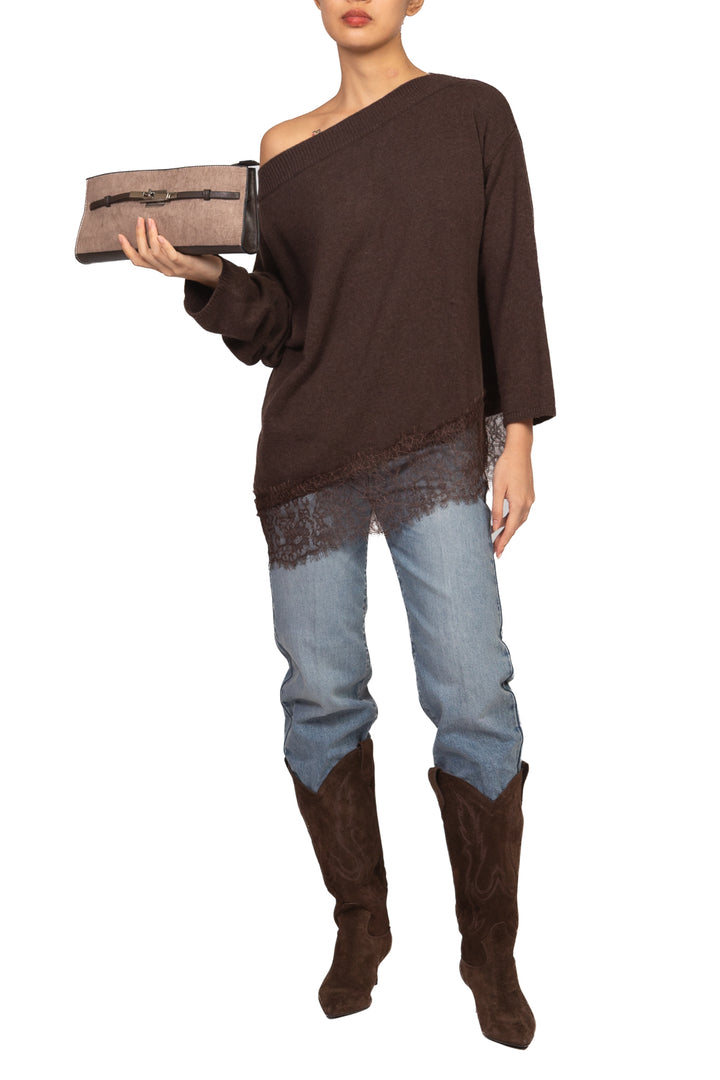 Vicolo - Maglia misto lana intarsio in pizzo Art. 7AC7124
