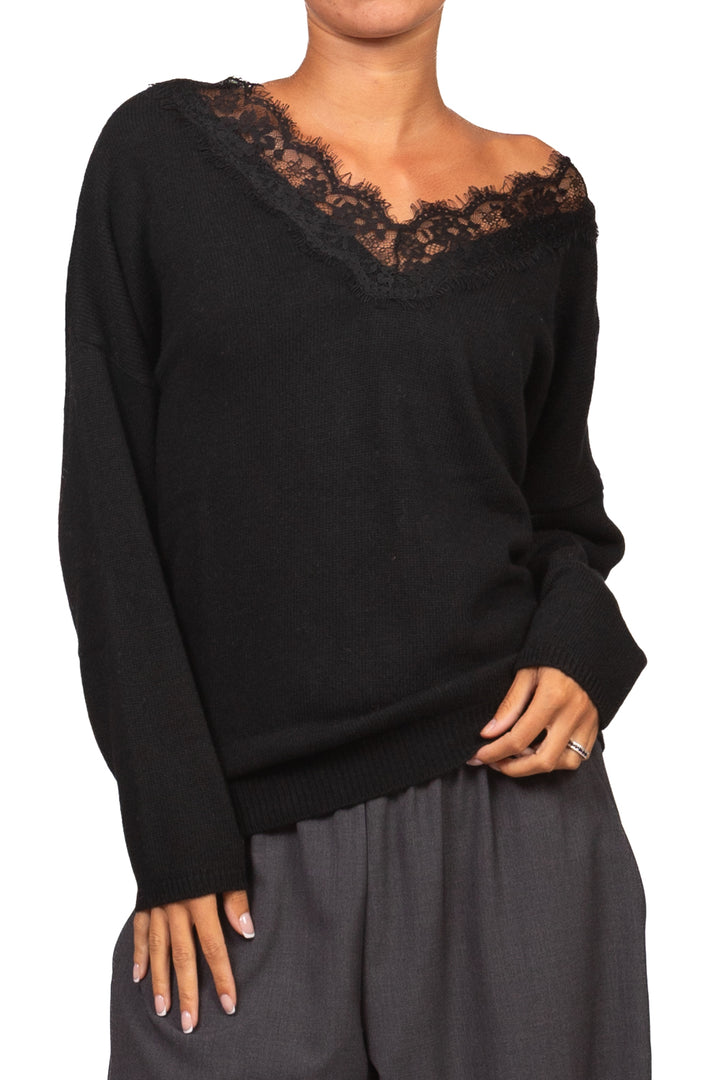 Vicolo - Maglia scollo v in pizzo Art. 7AC7123