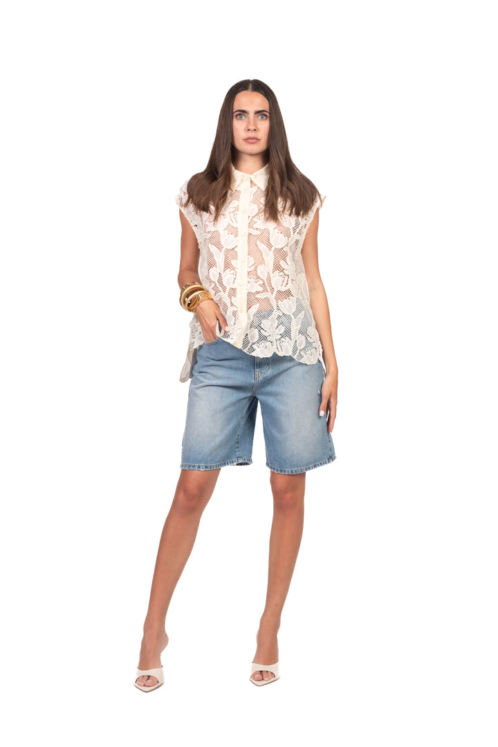 Tensione In - Camicia smanicata  ricamata Art. S26CG38