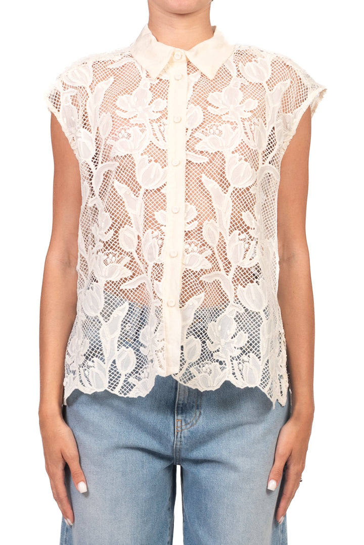 Tensione In - Camicia smanicata  ricamata Art. S26CG38