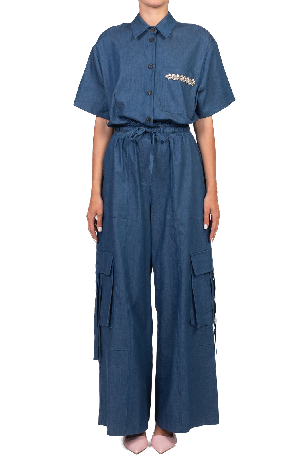 Tensione In - Tuta cargo chambray taschino gioiello Art. 26H5396