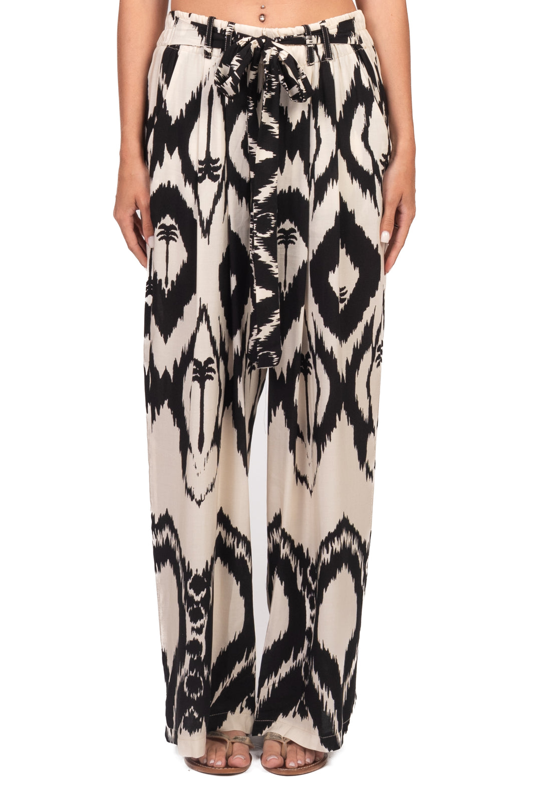 Tensione In - Pantalone palazzo stampa palma Art. PE260279