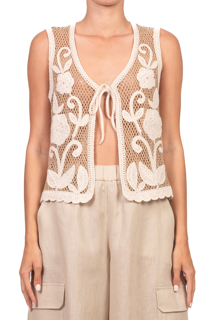 Vicolo - Gilet crochet ricamato Art. 5AB5028