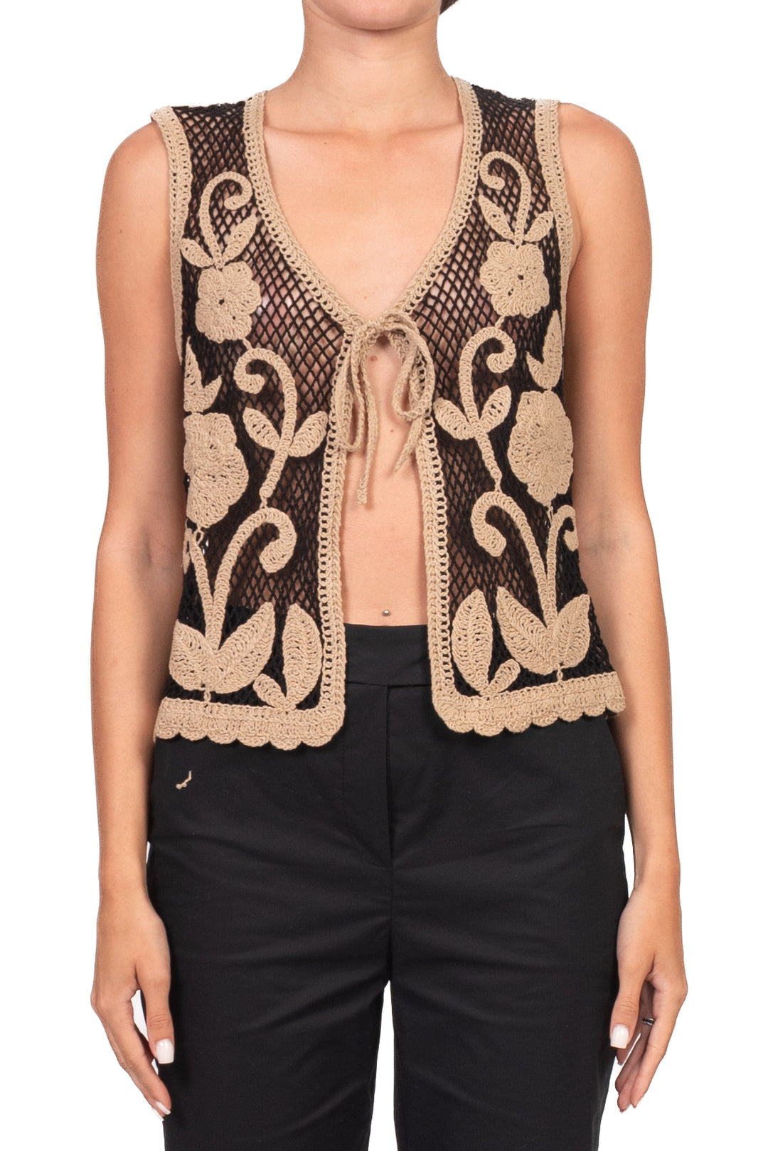 Vicolo - Gilet crochet ricamato Art. 5AB5028