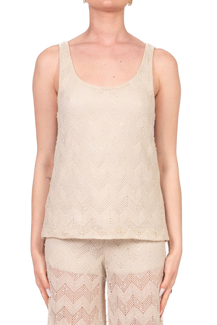 Vicolo - Canotta crochet con  micro paillettes Art. TAB2294