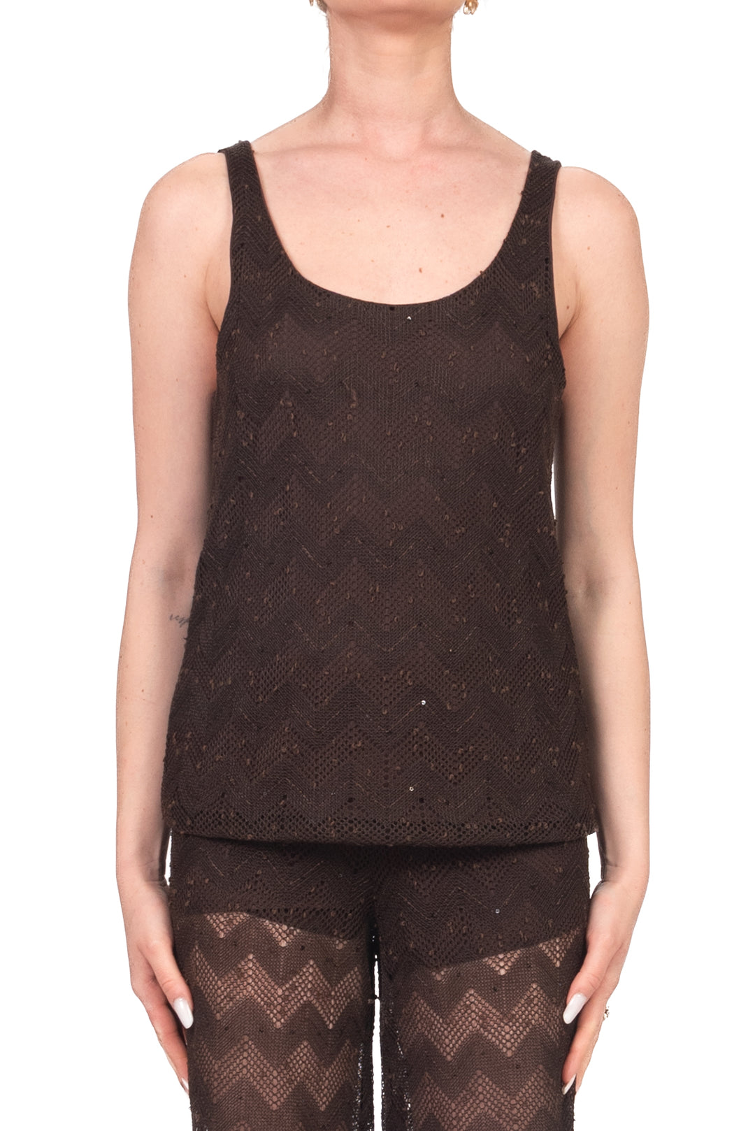 Vicolo - Canotta crochet con  micro paillettes Art. TAB2294