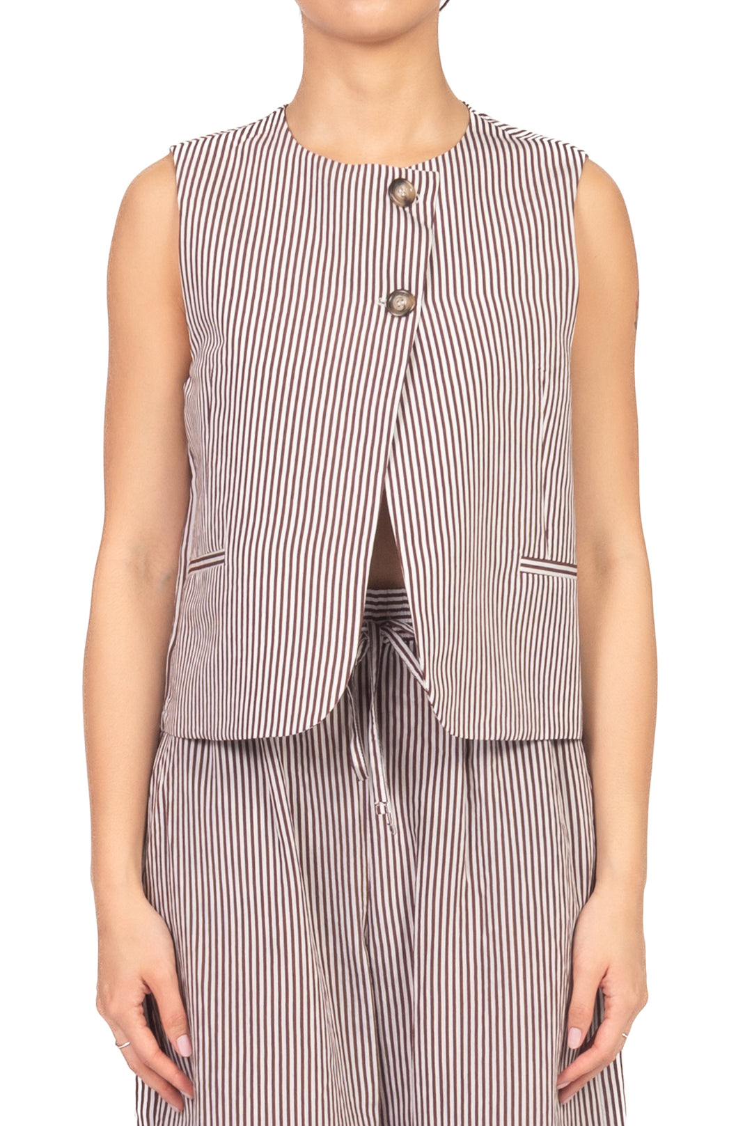 Vicolo - Gilet gessato chiusura bottoni alti Art. TAB2274