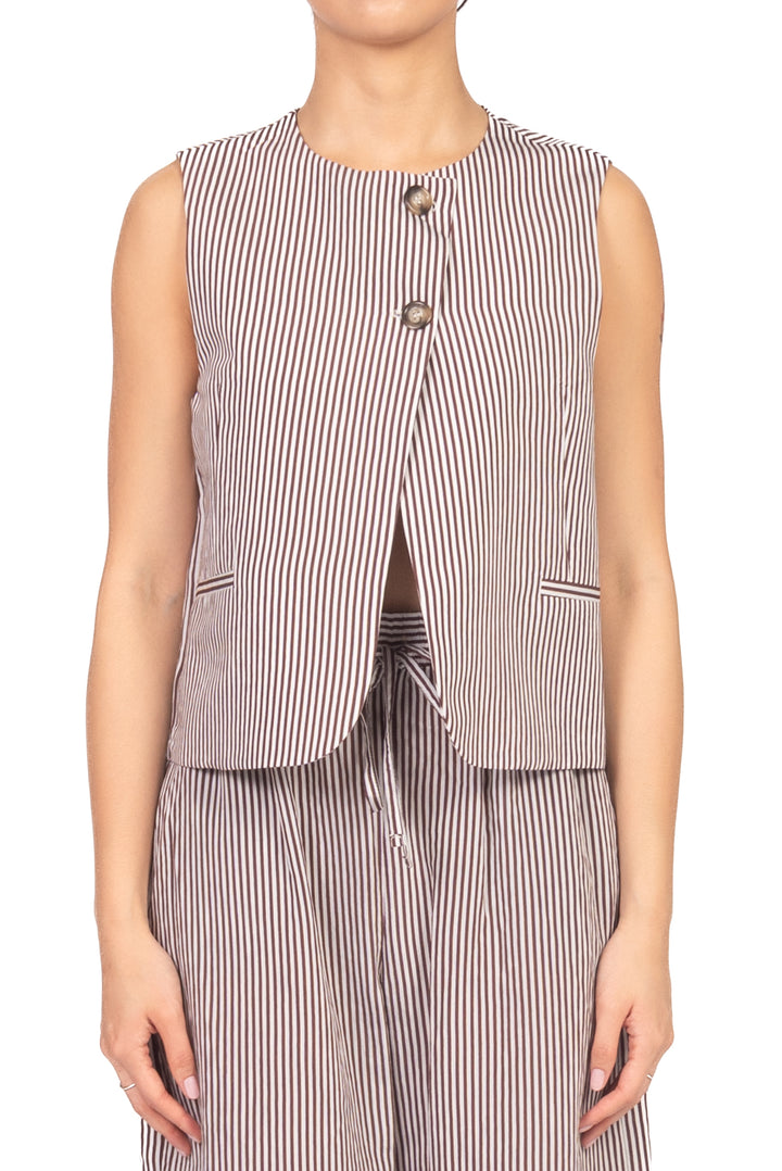 Vicolo - Gilet gessato chiusura bottoni alti Art. TAB2274