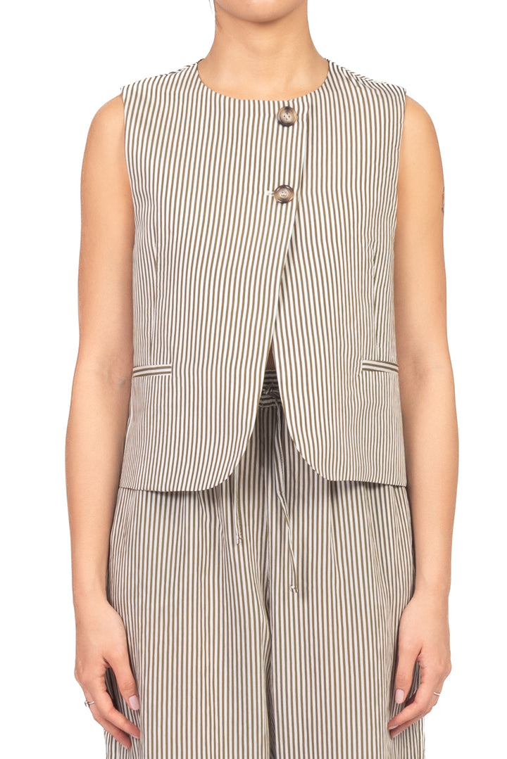 Vicolo - Gilet gessato chiusura bottoni alti Art. TAB2274