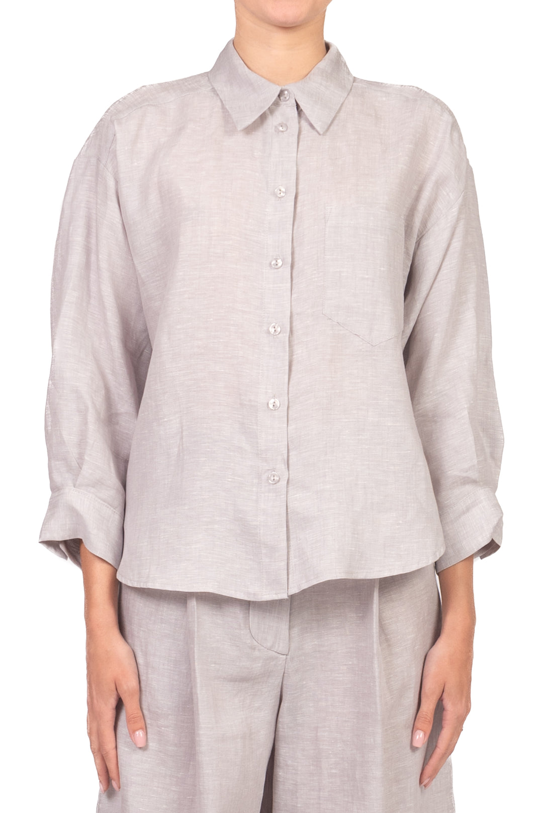 Tensione In - Camicia in lino con taschino Art. S26CE16