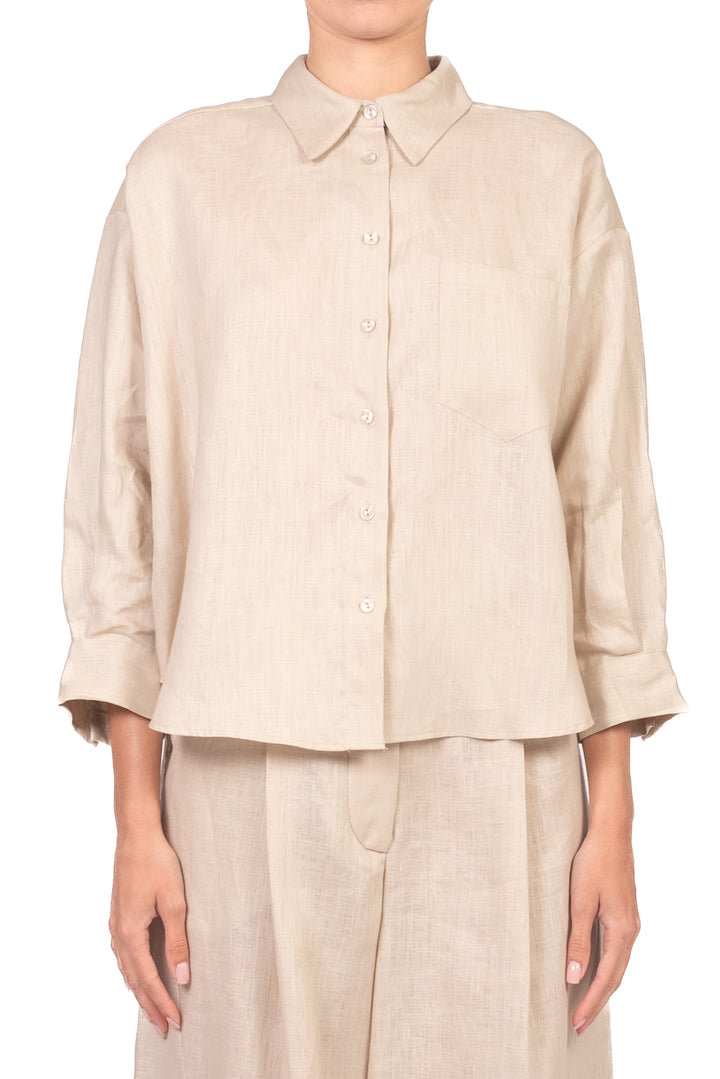 Tensione In - Camicia in lino con taschino Art. S26CE16