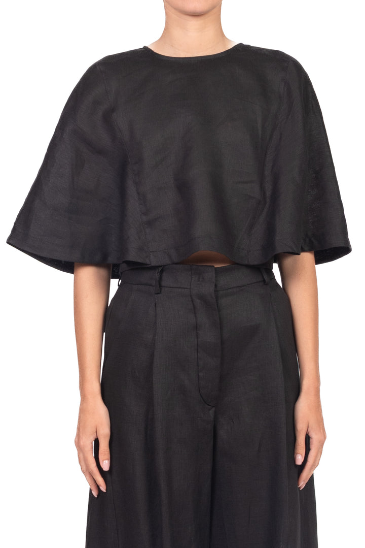 Tensione In - Blusa crop in lino Art. S26CF27