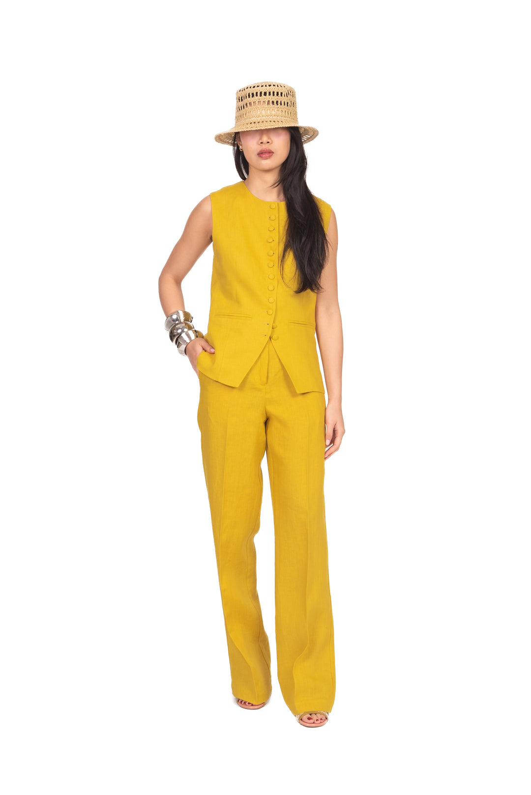 Vicolo - Gilet in lino con bottoncini Art. TAB1582