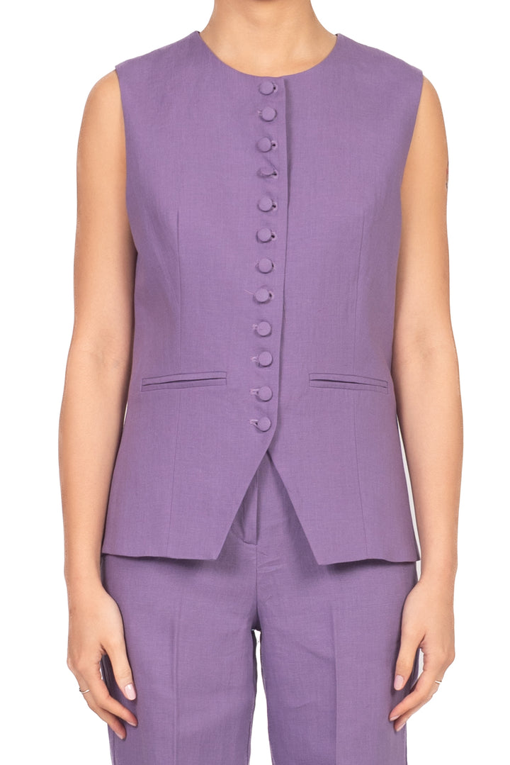Vicolo - Gilet in lino con bottoncini Art. TAB1582
